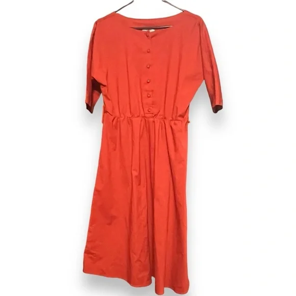 Lela Rose for HSN Belted Half Button Down Cotton Dress Size 6 Elbow Sleeves - Picture 7 of 8